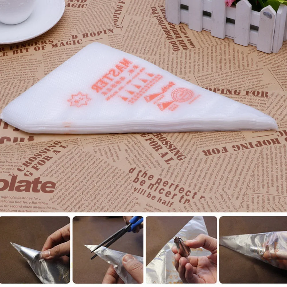 300PCs/set Disposable Pastry Cake Bags Cake Decoration Kitchen Icing Food Preparation Bags Cup Cake Piping Tools For Baking