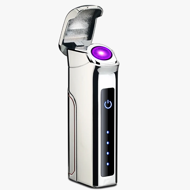  2019 Touch Sensing Rotate Arc lighter USB charging Lithium LED Power Display PVD Process Gifts for 