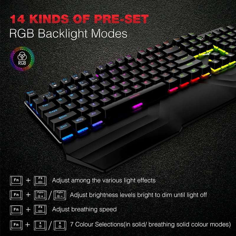 Kaufen HAVIT Mechanische Tastatur 104 Keys Blue Schalter Gaming Tastatur RGB LED Licht Wired USB Für UNS Russische Tastatur