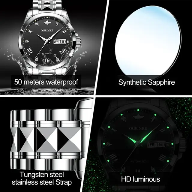 Classic Men's Watch Business Sapphire Glass Automatic Watches Luminous Waterproof Men Mechanical Wrist Watches 4
