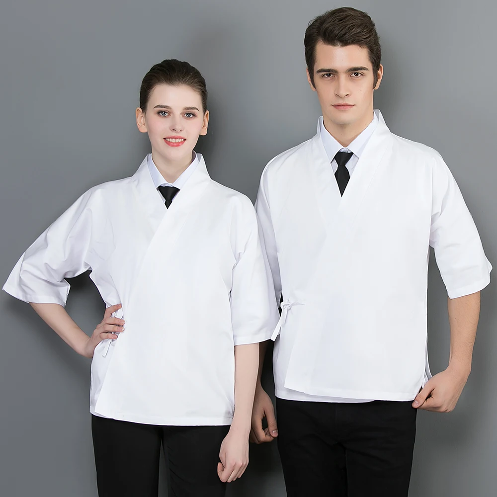 Unisex Food Service cooker shirt short sleeved Restaurant hotel Kitchen chef Uniform Japanese-style Chef Jacket sushi uniform