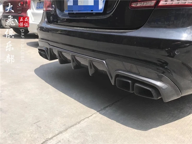 Для Benz W212 E260 E300 E63 AMG углеродного волокна задний спойлер, диффузор защитное покрытие для бампера Защита заднего бампера