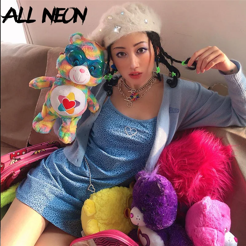 Женские платья с леопардовым принтом ALLNeon мини трапециевидной формы открытой