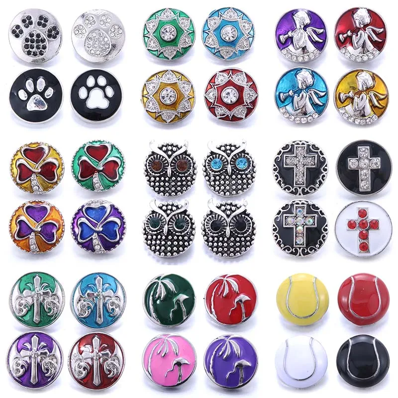 

Mix 10pcs/lot Wholesale Snap Jewelry 18mm Snap Buttons Mixed Rhinestone Metal Flower Snaps Buttons for Snap Bracelet Bangle