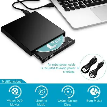 

1Pc Portable USB 2.0 External DVD-ROM Player CD-RW Desktop Suitable Drive High-speed and DVD Burner For Laptop Plug Play G6J5