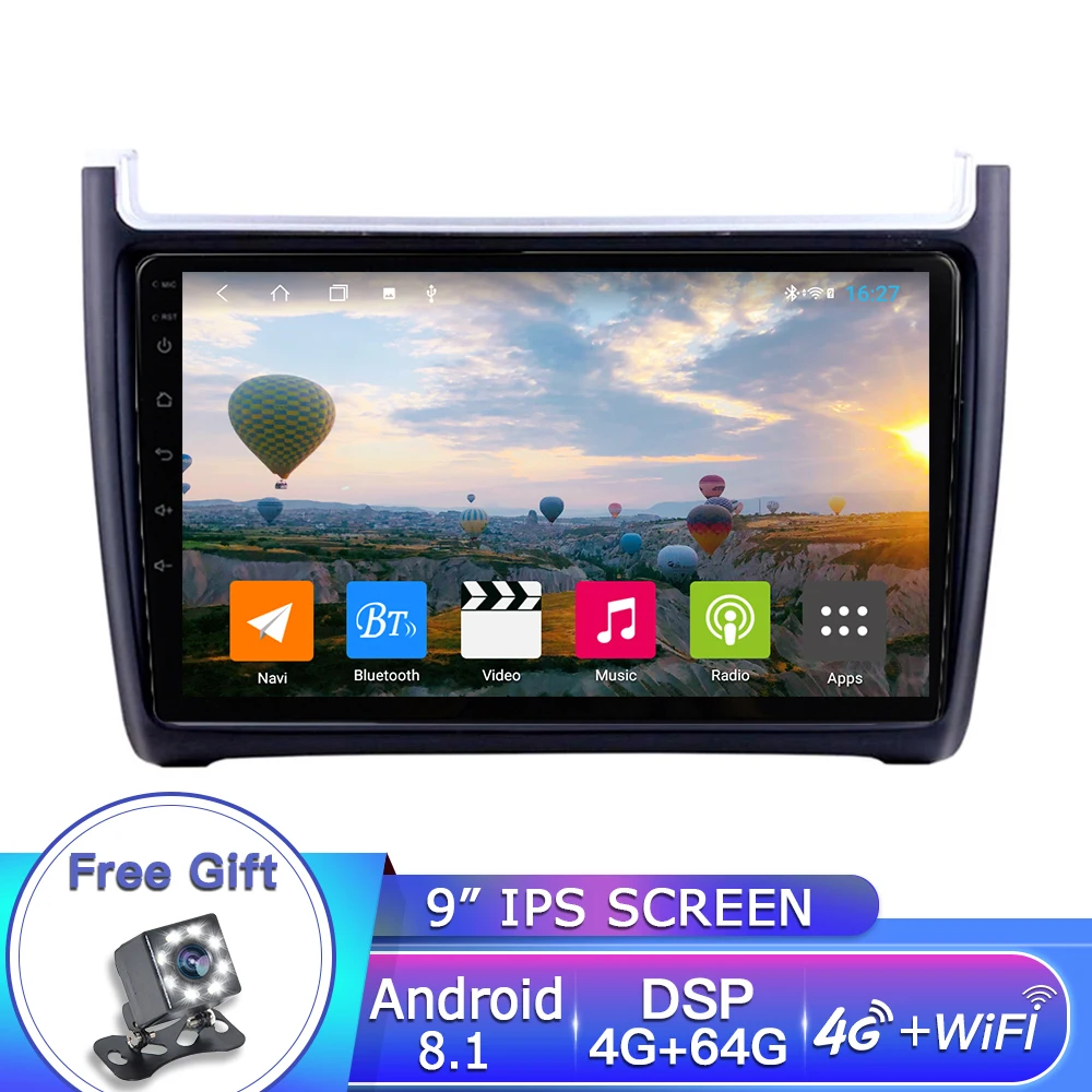 9inch TS9 4-64-4G EKIY " ips Android 8,1 Автомобильный мультимедийный авто радио 4G+ 64G для Volkswagen VW Polo 2Din стерео gps-навигация, dvd-плеер - Цвет: 9inch TS9 4-64-4G