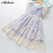 Платье для девочек «меларио» Новая брендовая летняя одежда для девочек кружевное платье с цветочным узором для маленьких девочек Детские платья для девочек, повседневная одежда
