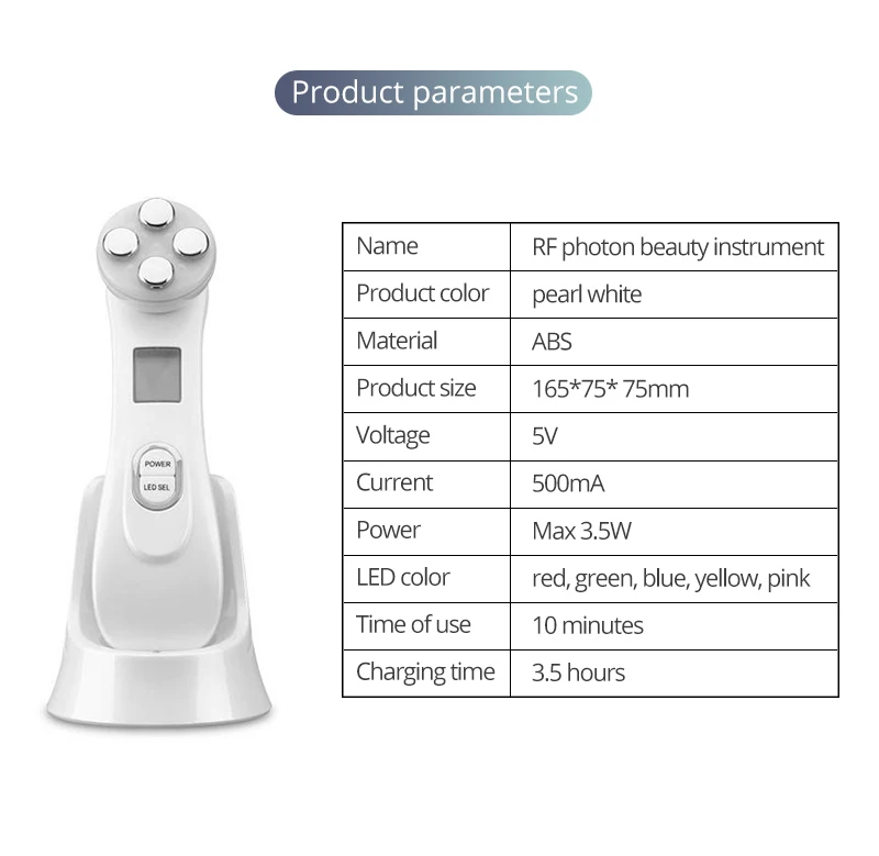 5 в 1 радиочастотная мезотерапия для лица, Электропорация, светодиодный фотон для подтягивания лица, подтягивания, удаления морщин, машина для ухода за кожей