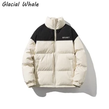 

GlacialWhale Down Jacket Men New 2021 Winter Patchwork Cargo Jacket Coat Solid Windproof Hip Hop Streetwear khaki Jacket For Men