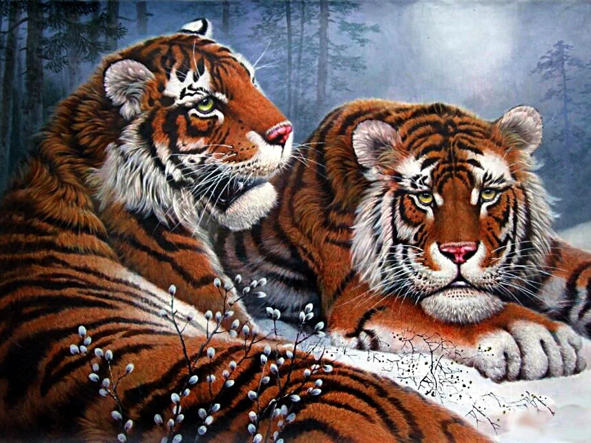 Evershine алмазная вышивка распродажа животные картина стразы тигр алмазная мозаика зима крестиком рукоделие украшения для дома - Цвет: 8255