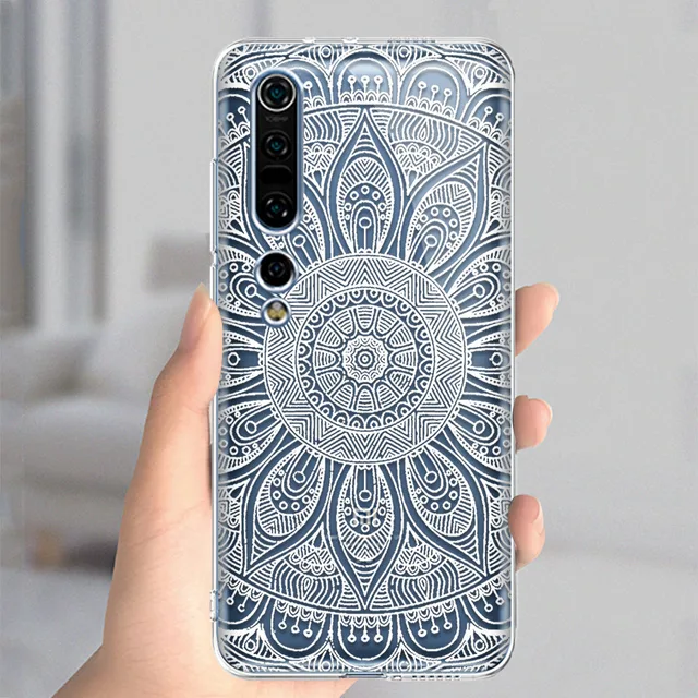 White Mandala Case For Xiaomi Redmi Note 10 8T 9 8 7 Pro 9A MI Note 11 10 9 9T Pro SE A3 Lite Poco X3 NFC F1 Soft TPU Phone Back W0008
