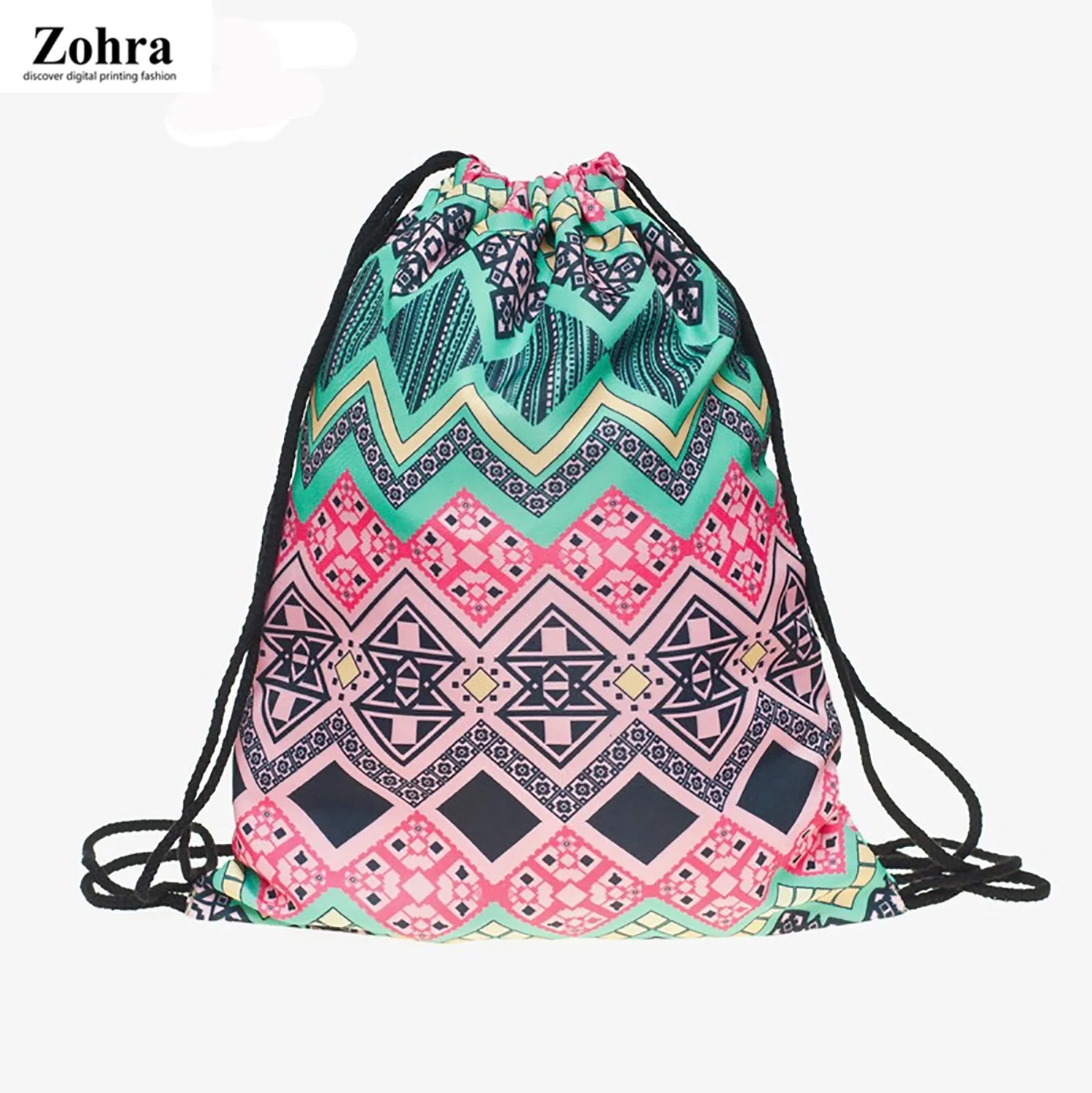 

Zohra New Style 3D Digital Printing Oxford Fabric Drawstring Bag Shopping Storage Drawstring Backpack Drawstring Drawstring Bag