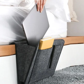 

Creative Bedside Felt Storage Bag with Pockets Bed Sofa Desk Hanging Organizer for Phone Magazines Tablets Remotes