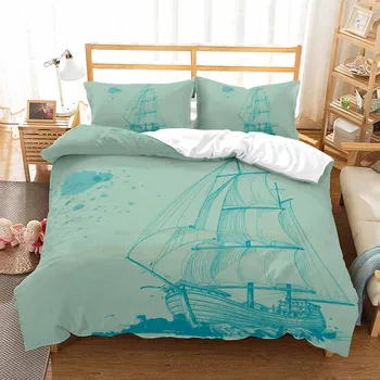 

Custom Ocean Bedding Set Anchor Duvet Cover Set Girls Quilt Cover Beach Home Textiles Teens 2/3 Piece Gift Bed Cover Pillowcase
