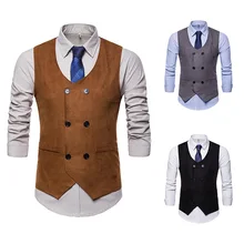 AliExpress поставка товаров мужской замшевый двубортный жилет с v-образным вырезом спортивный костюм жилет M40