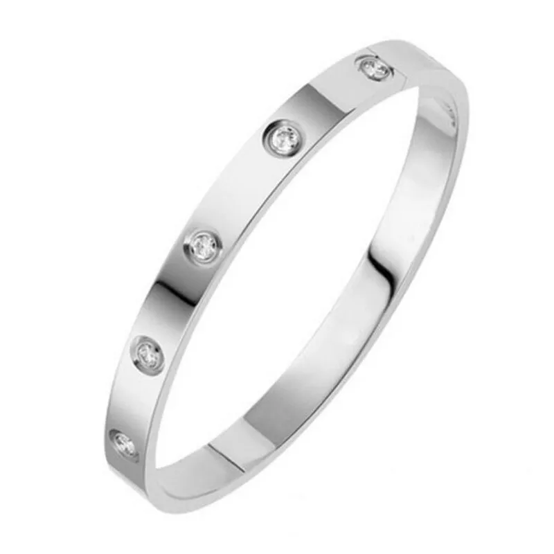 

Trendy Brand Women Bracelets & Bangles Open Cuff Design Stainless Steel Crystal Bracelets Luxury Gold Jewelry for Wedding 17CM