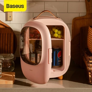 

Baseus Mini Fridge office Cooler 8L 220V/12V 60W Beverage Drink Cans Cooler Warmer Portable Refrigerator for Car Home 2 Ways