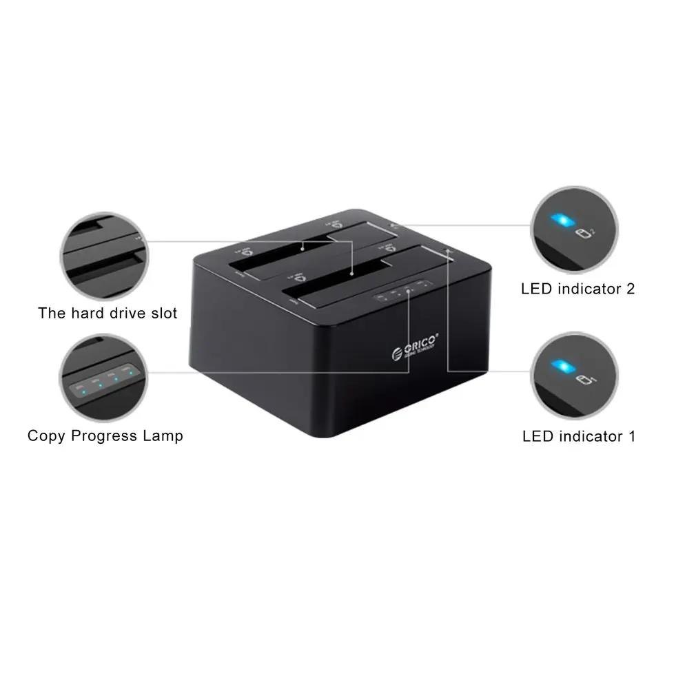 ORICO USB 3,0 для жесткого диска с интерфейсом SATA чехол Dual Bay внешний жесткий диск Док-станция для 2,5 3,5 HDD/SSD клон, Дубликатор Функция