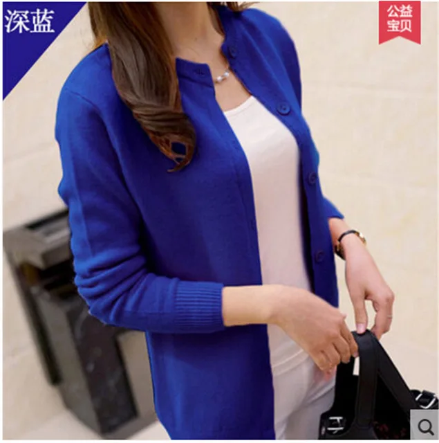 Кардиган feminino Весна Зима blusa tricot женский свитер кардиган большой размер хлопковая куртка кофты пончо для женщин Корейский - Цвет: Синий