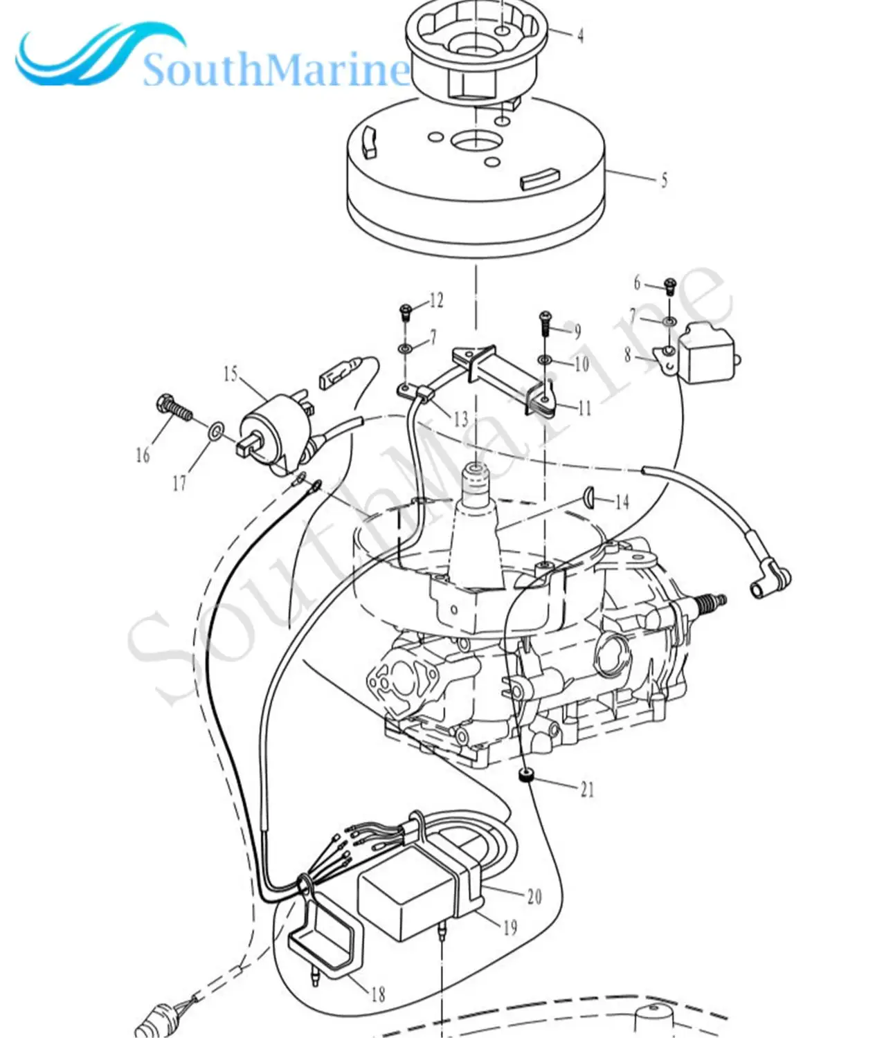 16058T катушка возбудителя для Меркурий Quicksilver подвесной двигатель 4HP 5HP