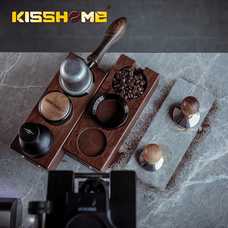 

51mm/54mm/58mm Walnut Wood Coffee Tamper Mat Stand Coffee Filter Holder Base Rack Espresso Accessories For Barista Tools