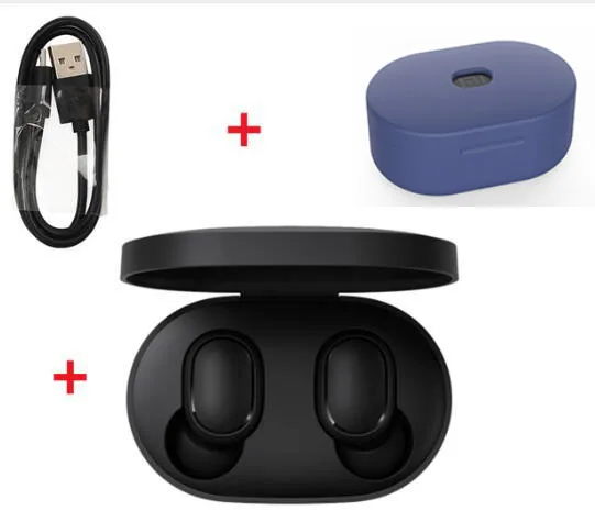 cable add blue Xiaomi Redmi Airdots TWS Bluetooth наушники стерео бас Bluetooth 5,0 Eeadphones с микрофоном свободные Наушники управление AI - Цвет: cable add blue