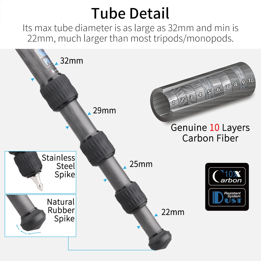 ST324CT/ST324CF Carbon Fiber Camera Tripod