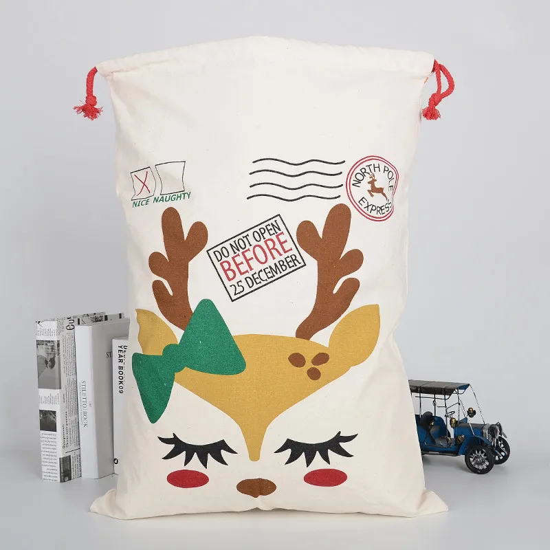 

Christmas Gifts Bags Large Canvas Merry Christmas Santa Sack Xmas Stocking Reindeer Gift Storage Bag storage