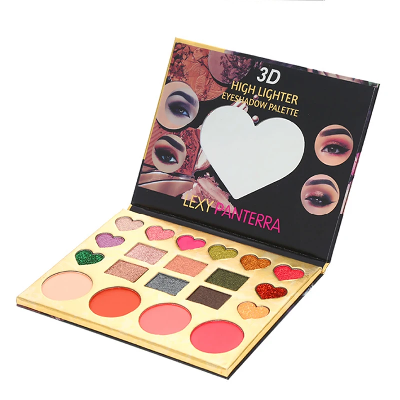 20 Colors Eyeshadow Pallete Highlight Blusher Heart Shape Glitter Eyeshadow Palette Makeup Accessory Eyes Makeup*.w