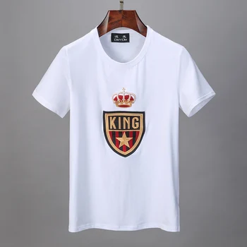 

DUYOU 2020 Mens Designer T Shirts Cotton Embroidery Crown King Shield T-shirt Women Short Sleeve Tshirts Summer Hip Hop Tops Tee
