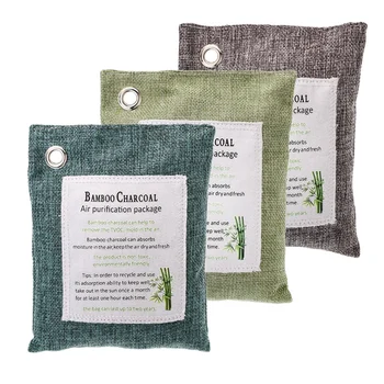 

4Pack Bamboo Charcoal Activated Charcoal Bags Naturally Air Purifying Odor, Moisture - Kid and Pet-Friendly Deodorizers for Home