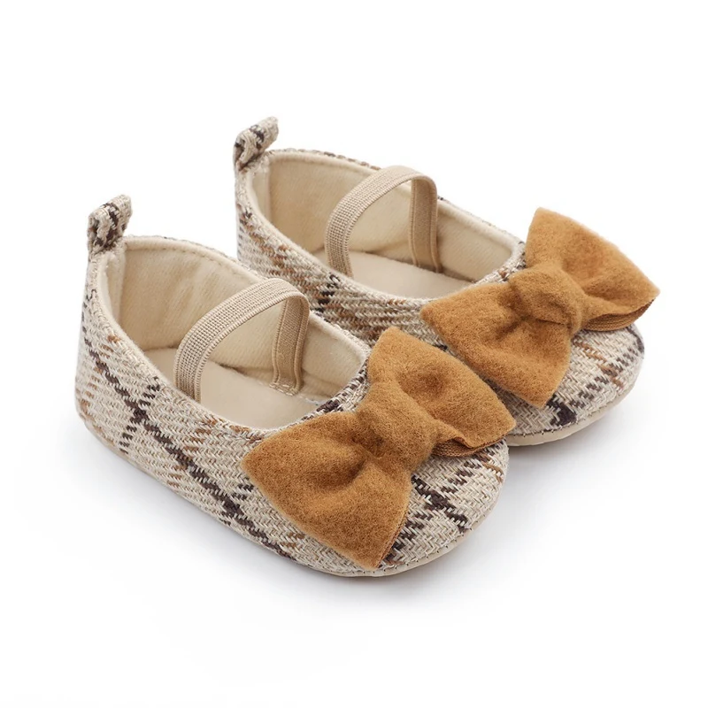 Cute Newborn Baby Girl Princess Shoes Kids Crib Sole Non-Slip Sneaker First Walking Bow Shoes Baby Shoes Children Sports Shoes