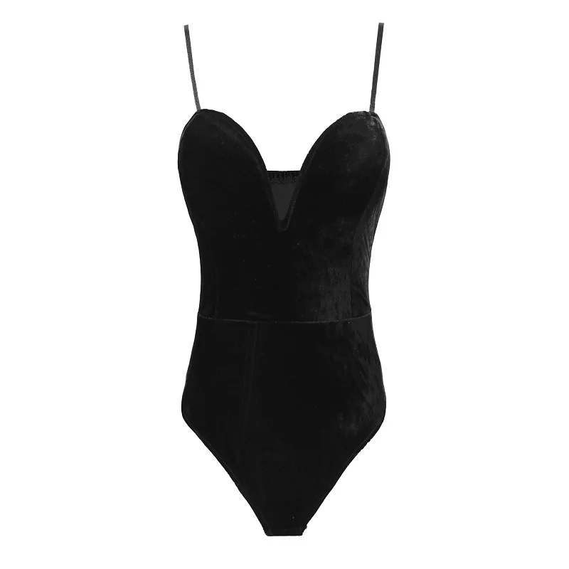 thong bodysuit Casual Women Velvet Bodysuit Sexy Backless V Neck Bodycon Jumpsuit Soft High Waist Slim Fashion Camisole Body Corset Tops Suit plus size bodysuit