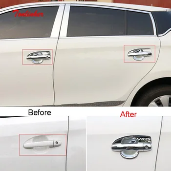 

Tonlinker Exterior Car Door Handle Cover stickers for Toyota Vios/Yaris 2014-19 Car Styling 4/8 PCS ABS Chrome Cover stickers