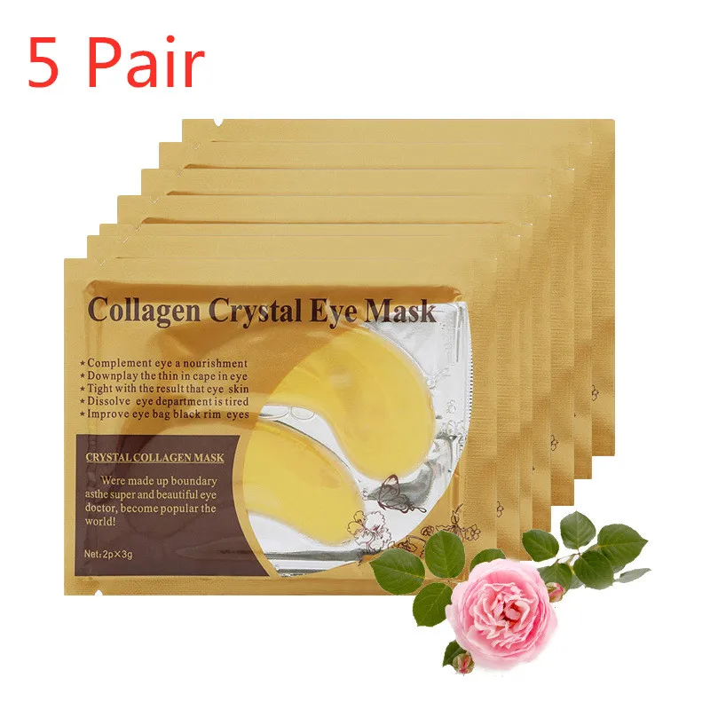 5pair 10/5/2 пары Crystal коллагеновая маска для глаз 24K Gold Eye патчи для ухода лечение темных кругов возле глаз, удаляйте гель эффектом против морщин TSLM2 - Цвет: 5pair