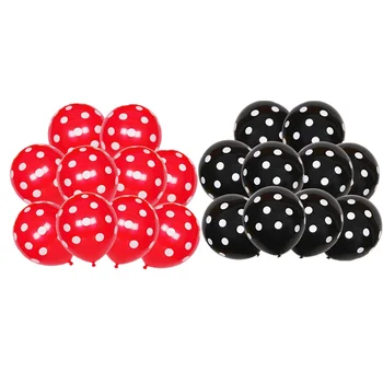 

10pcs/lot Red And Black Polka Dot Latex Balloons theme birthday globes wedding baby shower party decorations
