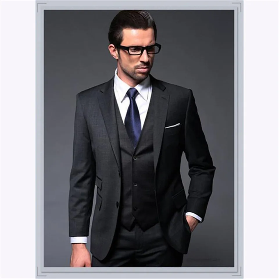 picture color Классический мужской костюм смокинг Noivo Terno Slim Fit Easculino вечерние костюмы для мужчин на двух пуговицах темно-серый смокинг для жениха - Цвет: picture color