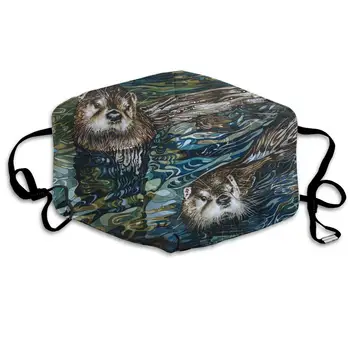 

Unisex Print Mouth Mask - Cute Lutra Painting Artwork Polyester Anti-dust Mouth-Muffle - Fashion Washed Reusable Face Masks for