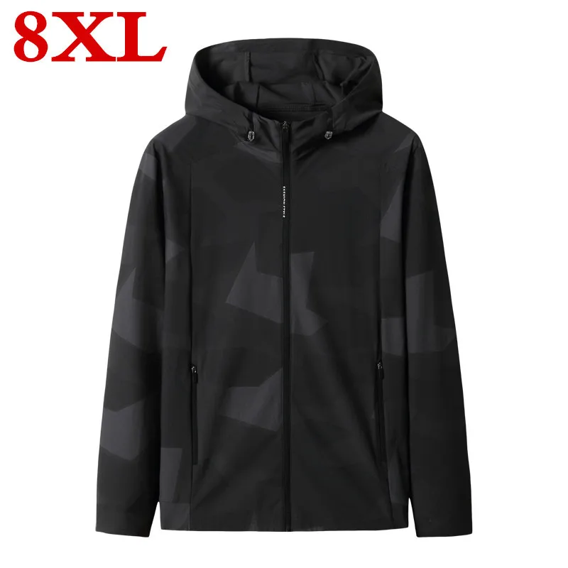 

plus size 8XL 7XL 2020 new Spring jacket men Hooded print camouflage jacket casual jacket sport coat fashion windbreaker men