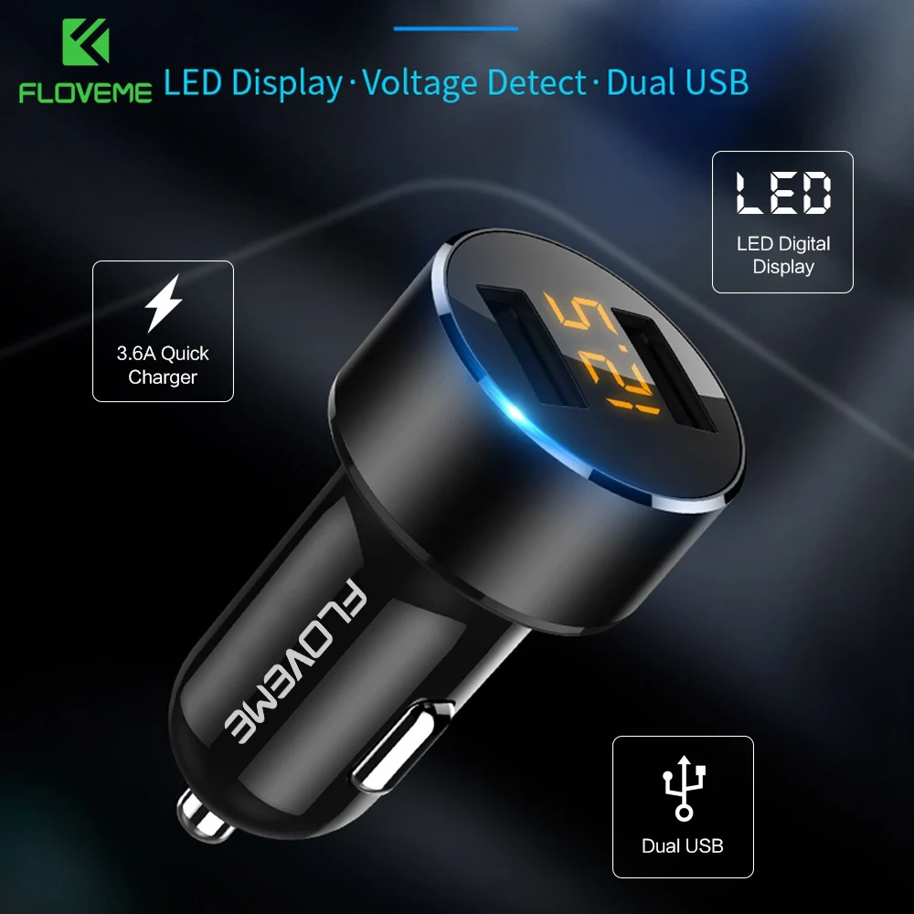 FLOVEME Dual USB Автомобильное зарядное устройство для iPhone samsung Xiaomi 5 В/3.6A Быстрая