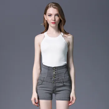 

Summer new elastic denim shorts women's super high waist show thin corset waist short denim