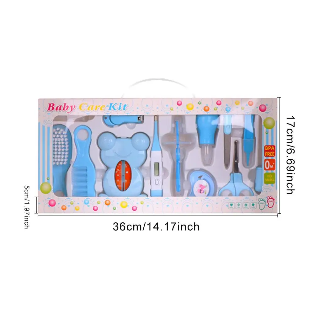 13PCS/Set Baby Care Kit Baby Grooming Kit Baby Manicure Set With Soft Hair Brush Thermometer And More For Travel Home Use