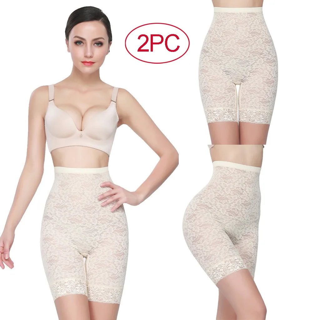 25#2PC Seamless Short Pants Women Lace Spandex Breathable Safety Shorts Large Size Under Skirt Dress Hip Pads Underwear