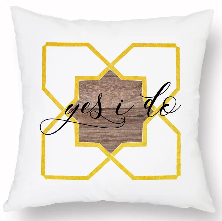 Подгонянные желтые геометрические узоры квадратная подушка креативные чернила горный рассвет декоративная мраморная Подушка простой лист ананаса - Цвет: A10