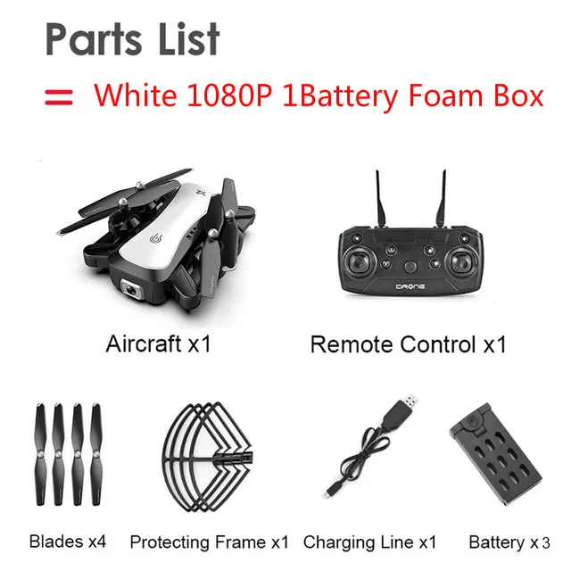 White 1080P 1B Foam S36 Радиоуправляемый Дрон 4K Профессиональный Квадрокоптер воздушный селфи рыболовный Дрон карманный мини Дрон Дроны с камерой hd вертолет самолет подарок - Цвет: White 1080P 1B Foam