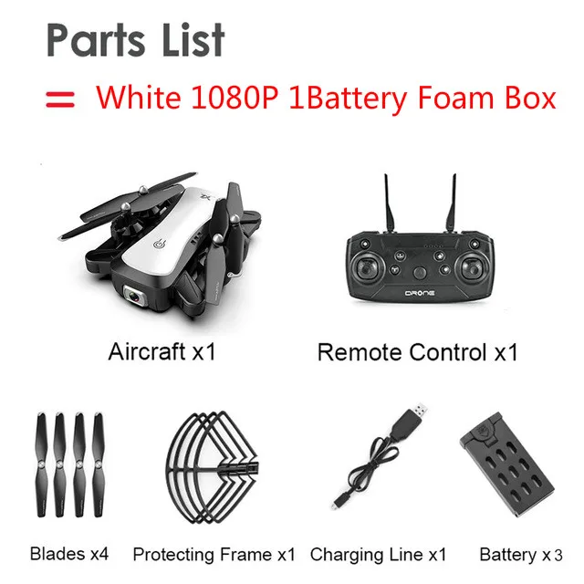 S36 Радиоуправляемый Дрон 4K Профессиональный Квадрокоптер воздушный селфи рыболовный Дрон карманный мини Дрон Дроны с камерой hd вертолет самолет подарок - Цвет: White 1080P 1B Foam