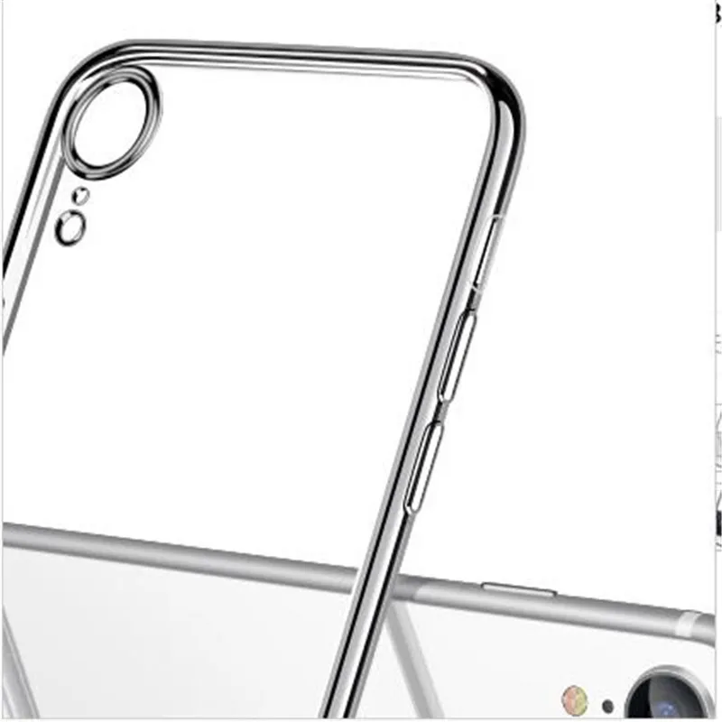 Для iPhone 11 Pro MAX X XR XS MAX чехол Супер прозрачное покрытие прозрачный мягкий TPU чехол для Apple iPhone 6 7 8 plus - Цвет: Bright silver XR