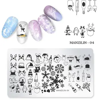

5pcs Xmas Nail Stamping Plates Christmas Nail Art Image Stencil Manicure Template