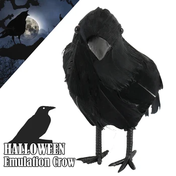 

Realistic Black Crow Bird Decoy Lifelike 3D Crow Halloween Prop Feather Crow Bird Black Crow Toy Halloween Decoration