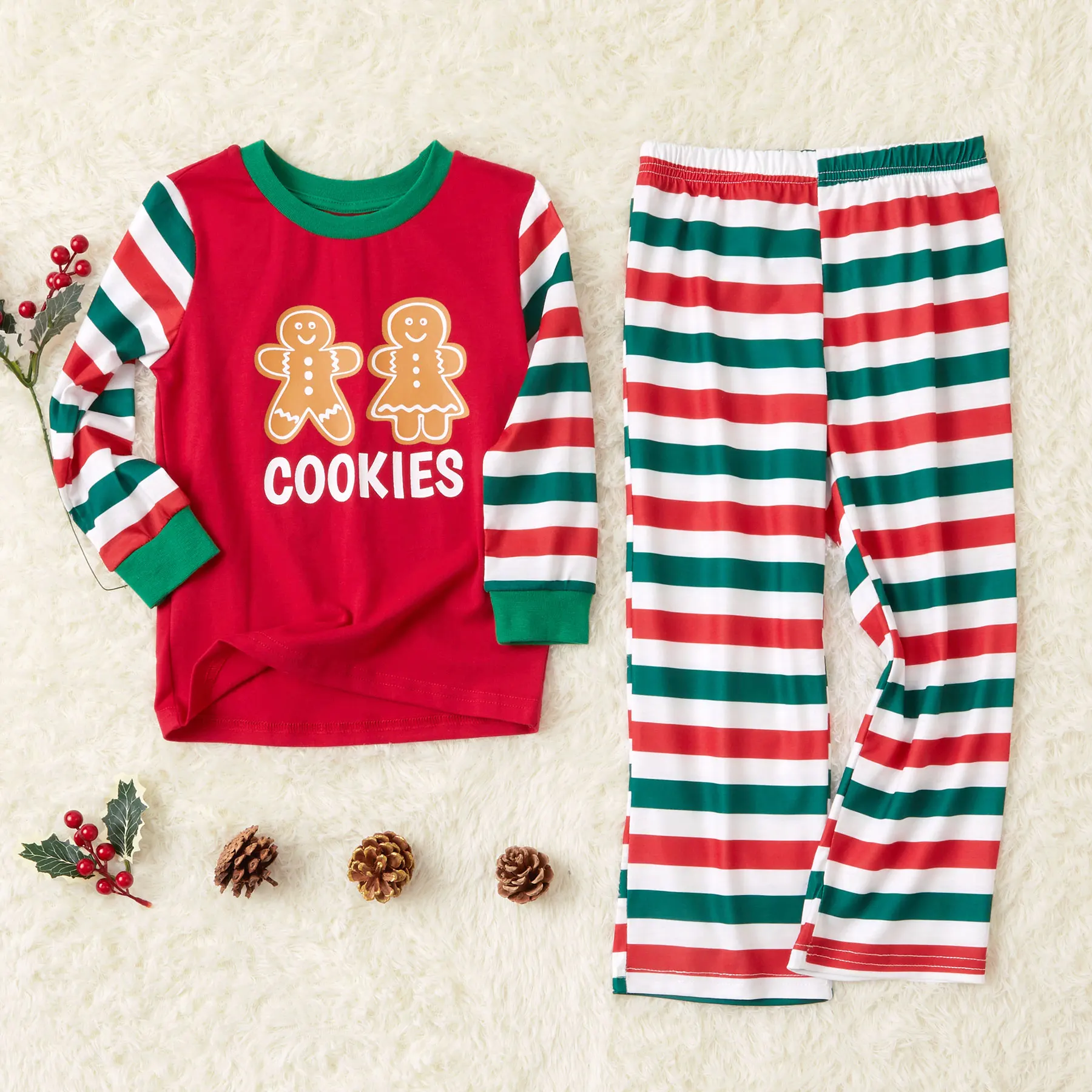 Pijama Rojo Navideño A Juego Con Pan De Jengibre Algodón Invierno Rayas Dibujo Animado Galleta Hombre Ocio Trajes Iguales De Familia Aliexpress